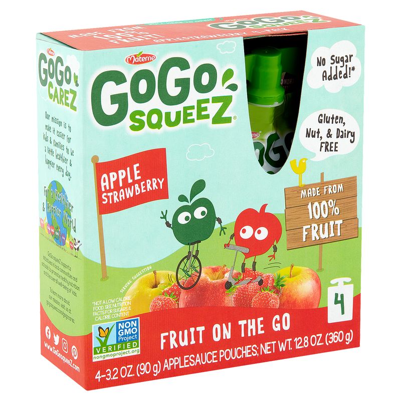 Materne GoGo Squeez Apple Strawberry Fruit on the Go, 3.2 oz, 4 count