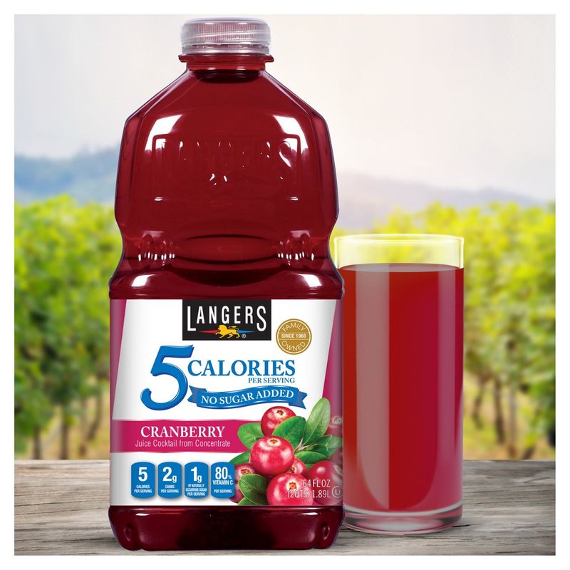 Langers 5 Calories per Serving No Sugar Added Cranberry Juice Cocktail, 64 fl oz