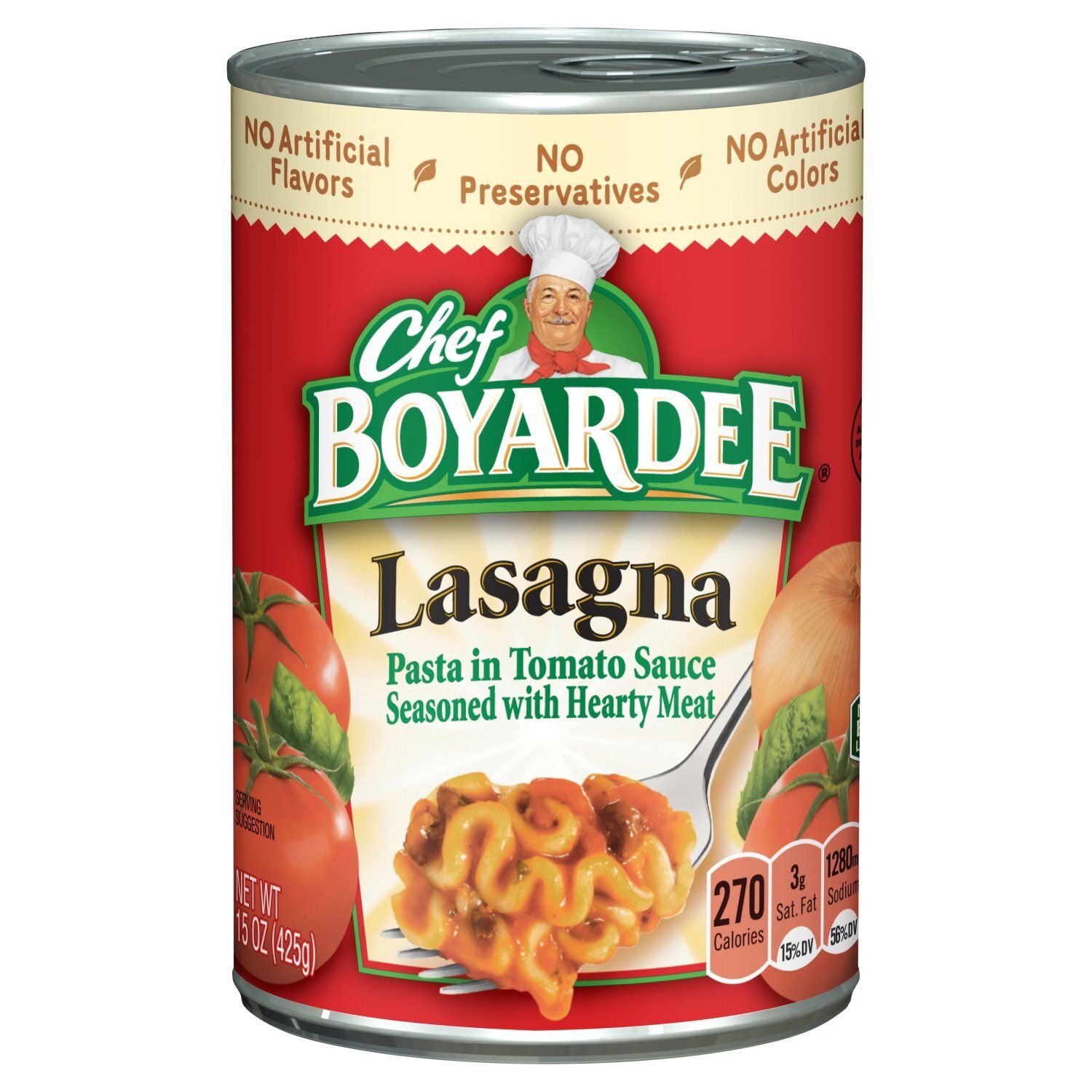 Chef Boyardee Lasagna Pasta in Tomato Sauce Seasoned with Hearty Meat, 15 oz
