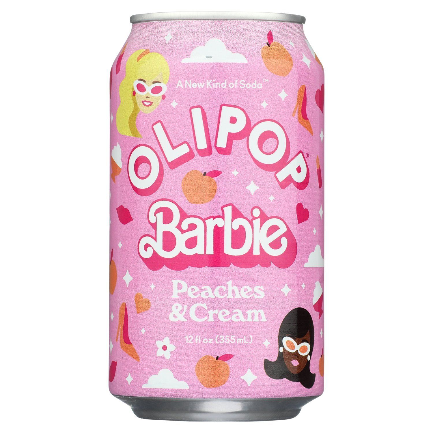 Olipop Barbie Peaches &amp; Cream Soda, 12 fl oz