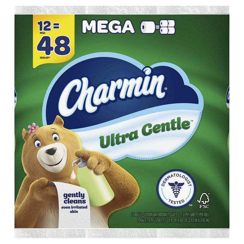 Charmin Ultra Gentle Lotion Toilet Paper, 12 Mega Rolls