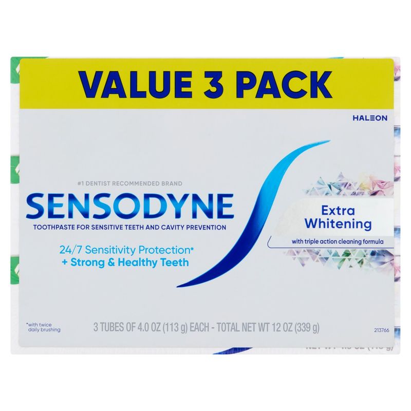 Sensodyne Extra Whitening Toothpaste Value Pack, 4.0 oz, 3 count