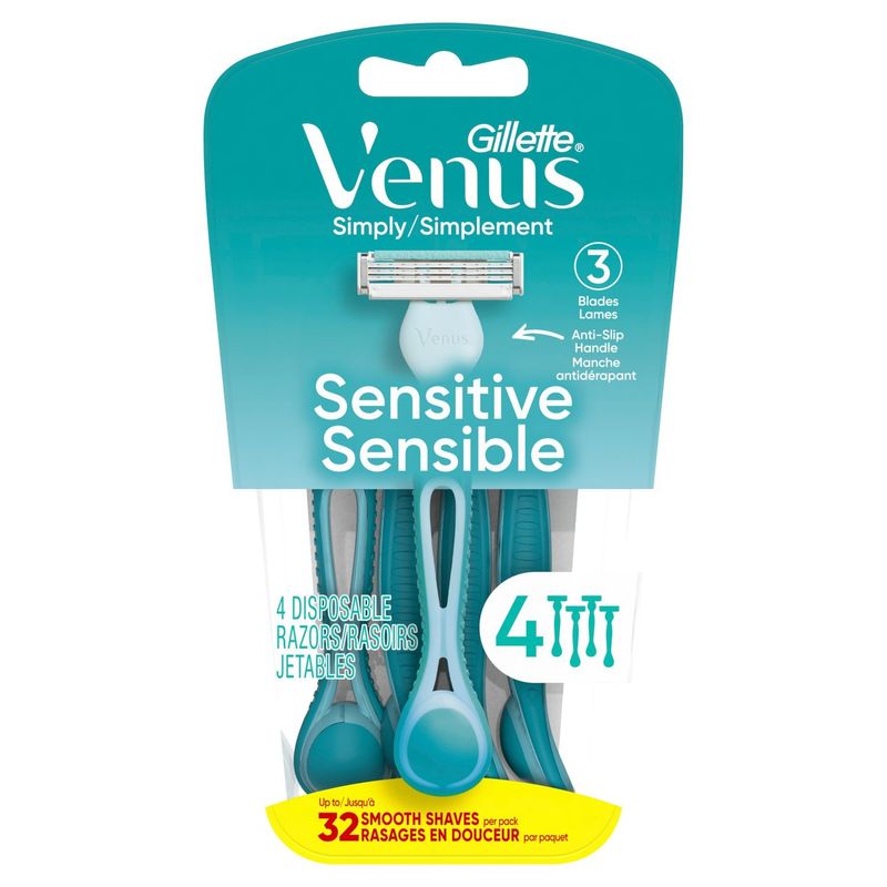 Gillette Venus Simply Sensitive Disposable Razors, 4 count