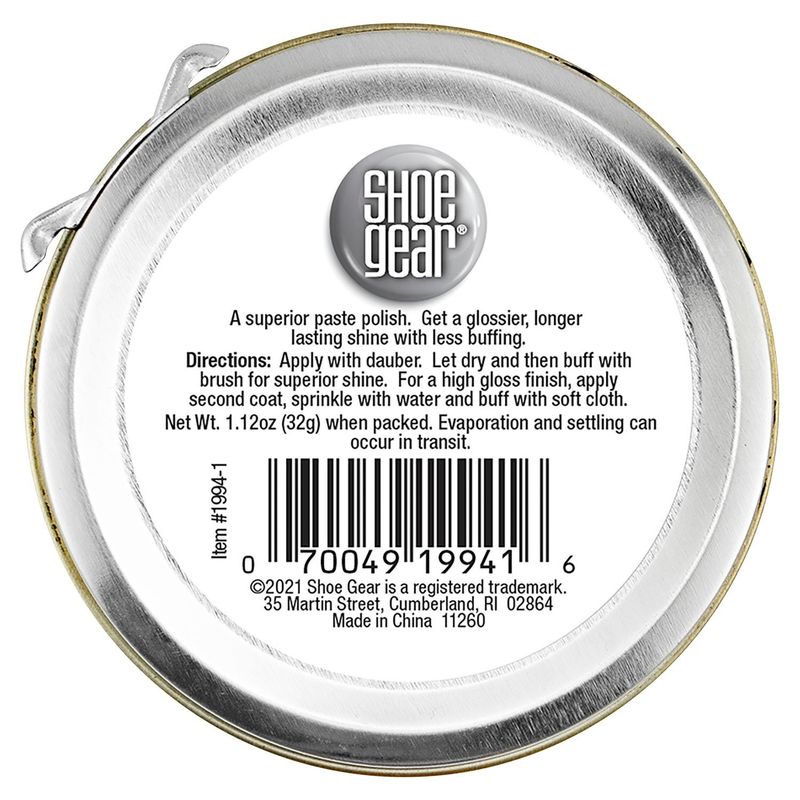 Shoe Gear Black Water Resistant Shoe Polish, 1.12 oz