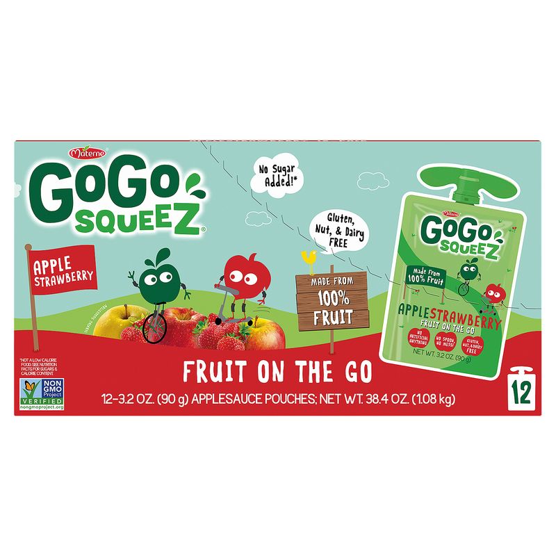 Materne GoGo Squeez Apple Strawberry Fruit on the Go, 3.2 oz, 12 count