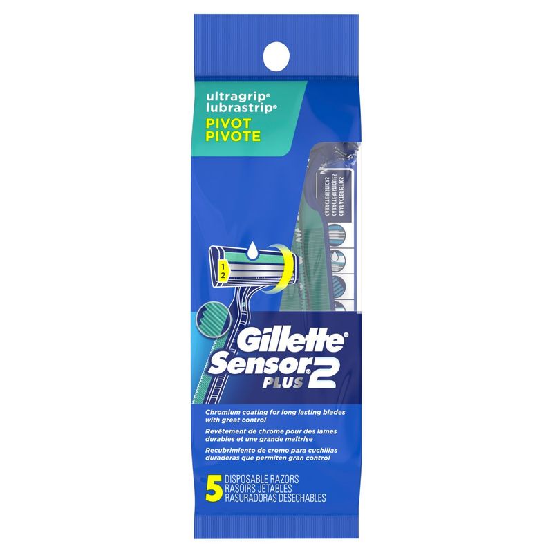 Gillette Sensor 2 Plus Ultragrip Pivot Disposable Razors, 5 count