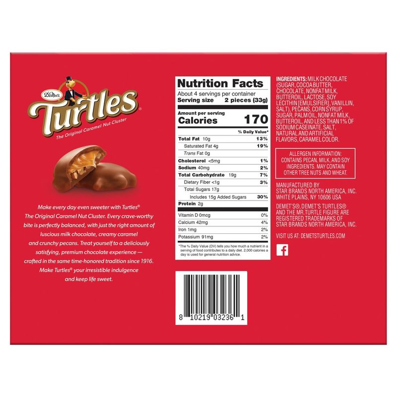 Demet's Turtles the Original Pecan Caramel Nut Cluster, 4.6 oz