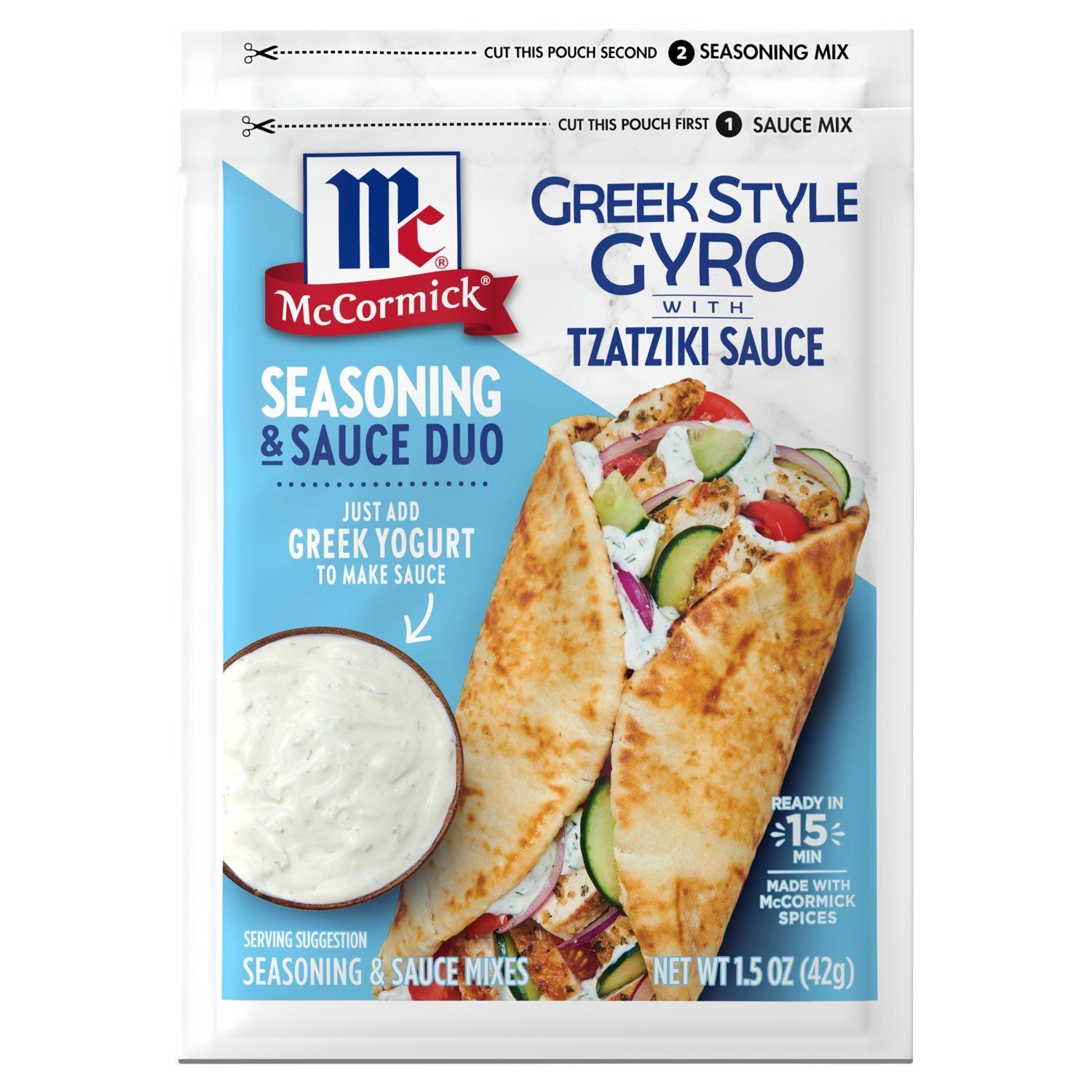 McCormick Greek Style Gyro with Tzatziki Sauce Seasoning &amp; Sauce Mixes, 1.5 oz