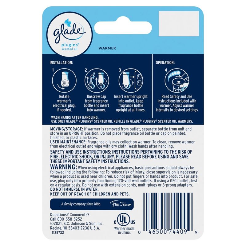 Glade PlugIns Scented Oil Warmer, Holds Essential Oil Infused Wall Plug In Refill