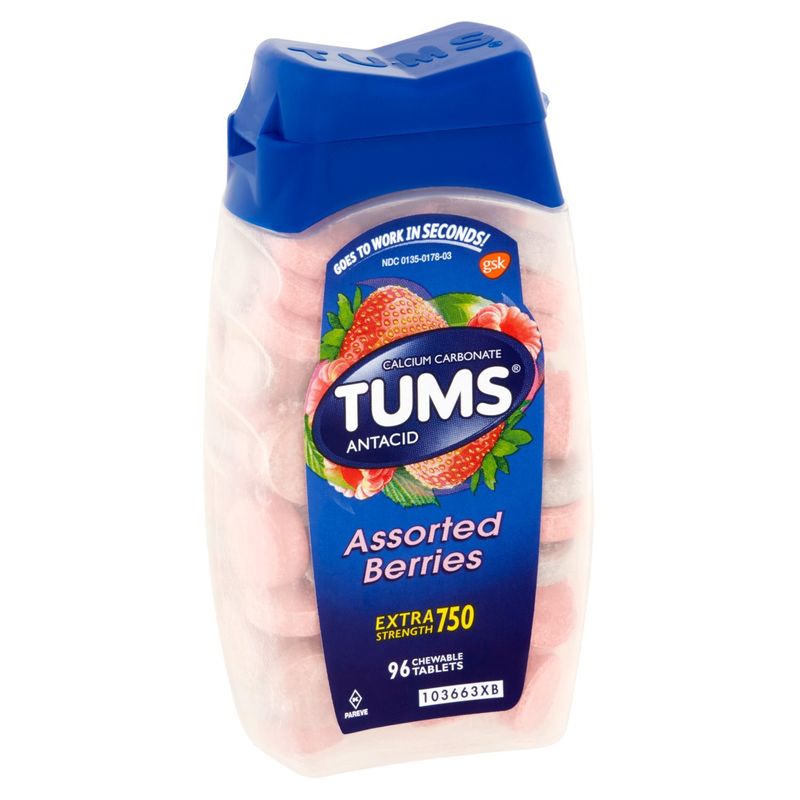 Tums Assorted Berries Extra Strength 750 Chewable Tablets, 96 count