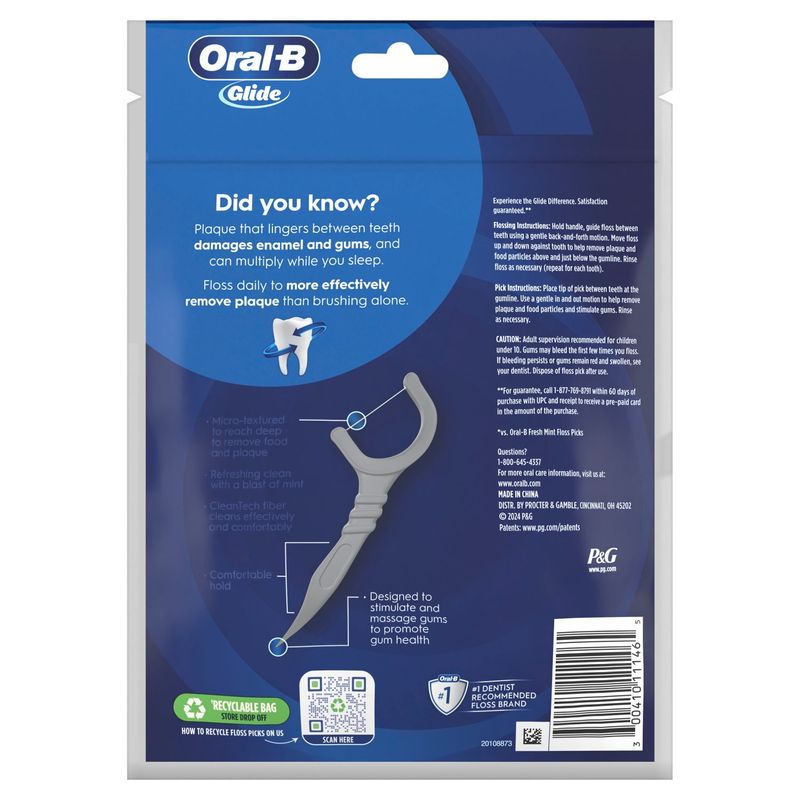 Oral-B Glide Cool Mint Flavor Ultra Deep Clean Floss Picks, 75 count