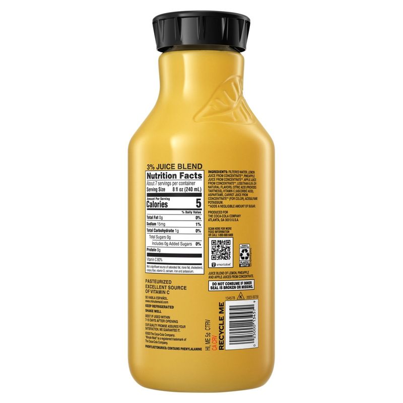 Minute Maid Zero Sugar Pineapple Flavored Fruit Drink, 52 fl oz