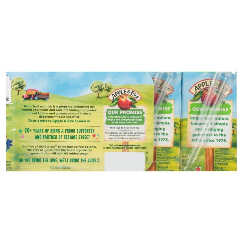 Apple &amp; Eve Sesame Street, Organic Big Bird's Apple 100% Juice, 4.23 fl oz, 8 count