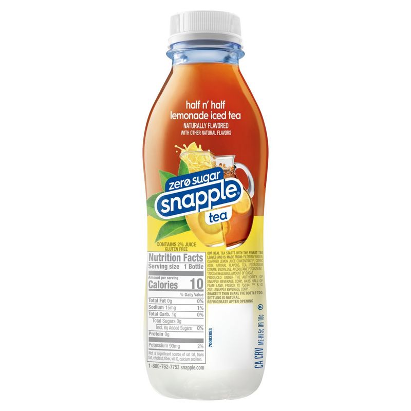 Snapple Zero Sugar Half n' Half Lemonade Iced Tea, 16 fl oz