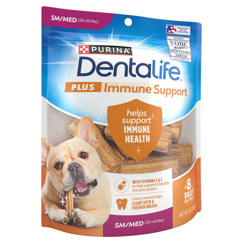 Purina Dentalife Plus Immune Support Dog Treats, Sm/Med (20-40 lbs), 6 oz
