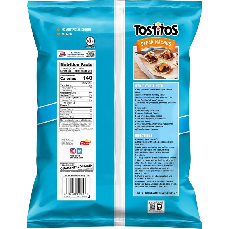 Tostitos Tortilla Chips Restaurant Style Original 17 Oz