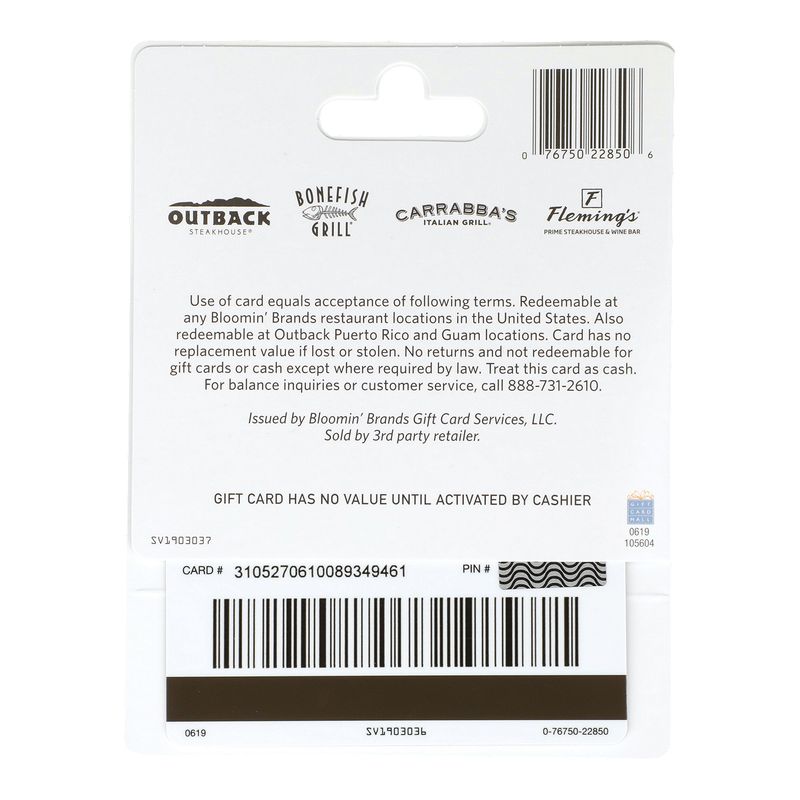 Bonefish Grill $50 Gift Card, 1 each