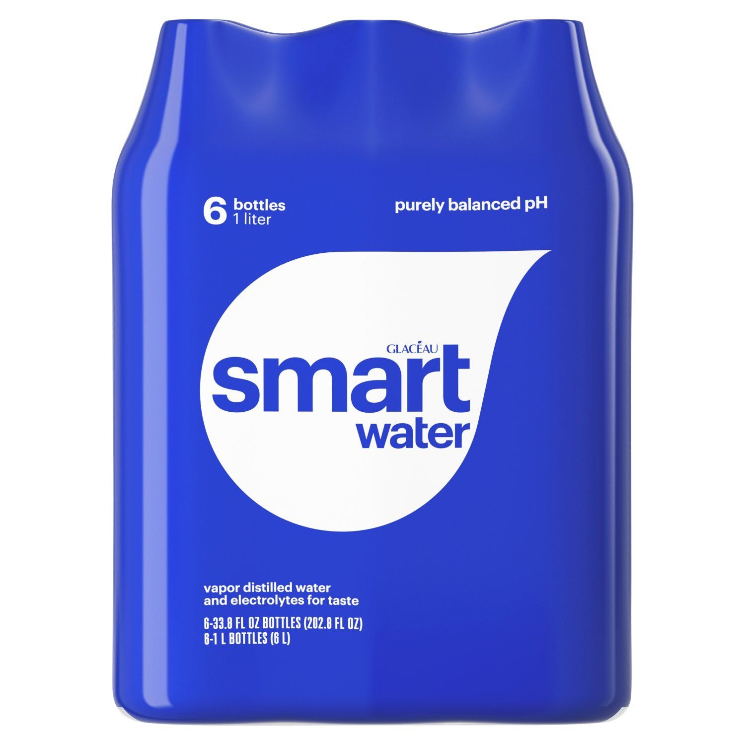 Glacéau Smartwater Vapor Distilled Water, 33.8 fl oz, 6 count