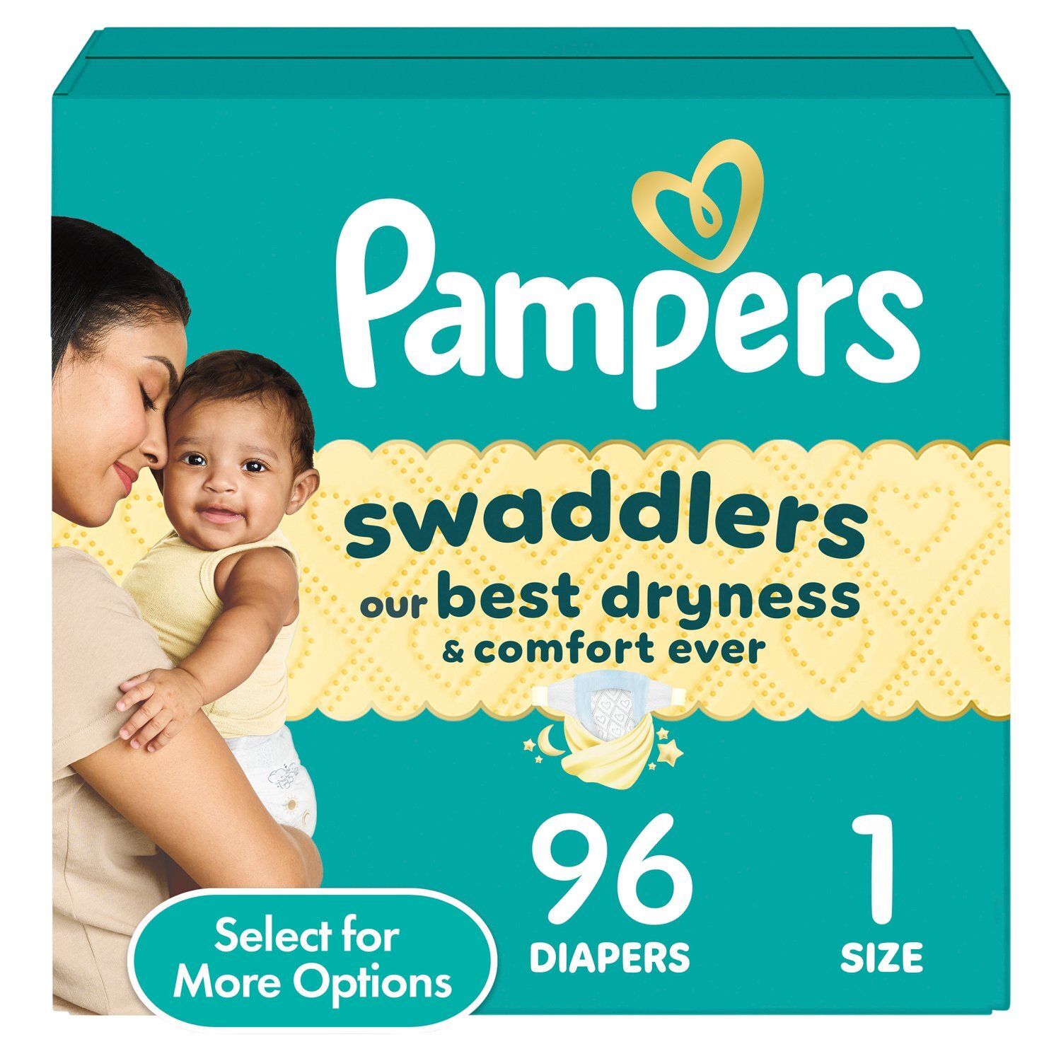 Pampers Swaddlers Diapers, Size 1, 8-14 lbs, 96 count