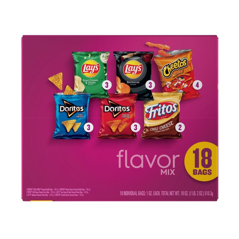 Frito Lay Snacks Flavor Mix Variety Pack, 1 Oz, 18 Count