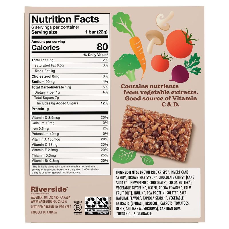 Made Good Chocolate Chip Crispy Squares, 0.78 oz, 6 count