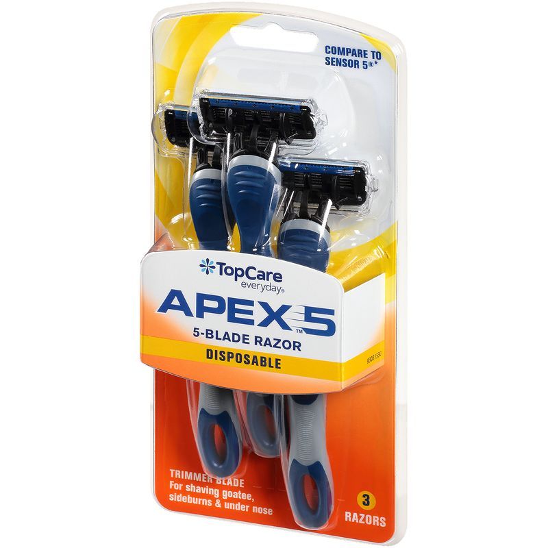 TopCare Apex 5 Mens 5 Blade Disposable Razors, 3 each