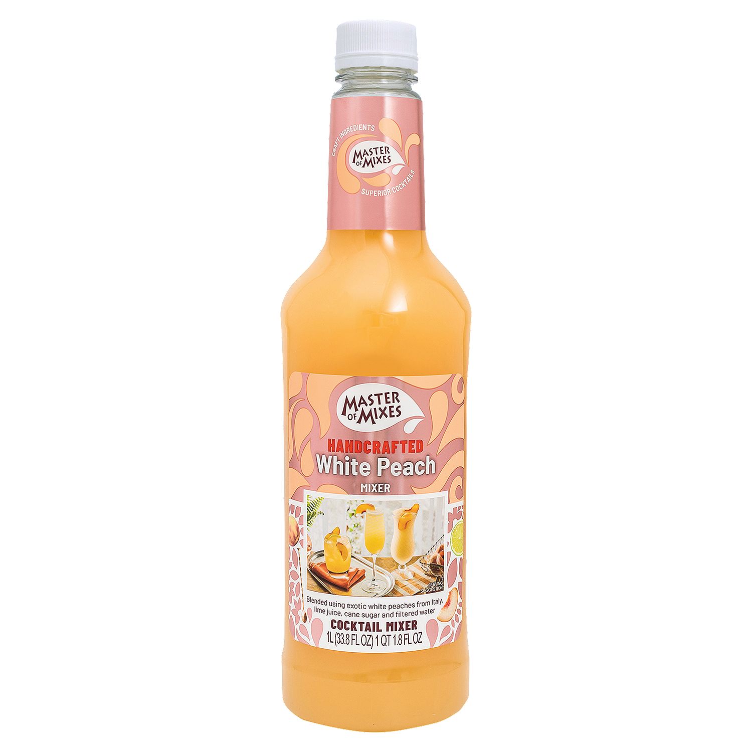 Master of Mixes Handcrafted White Peach Cocktail Mixer, 33.8 fl oz