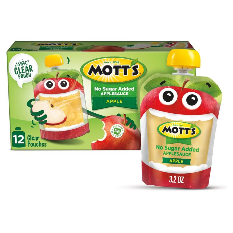 Mott's Apple No Sugar Added Applesauce, 3.2 oz, 12 count