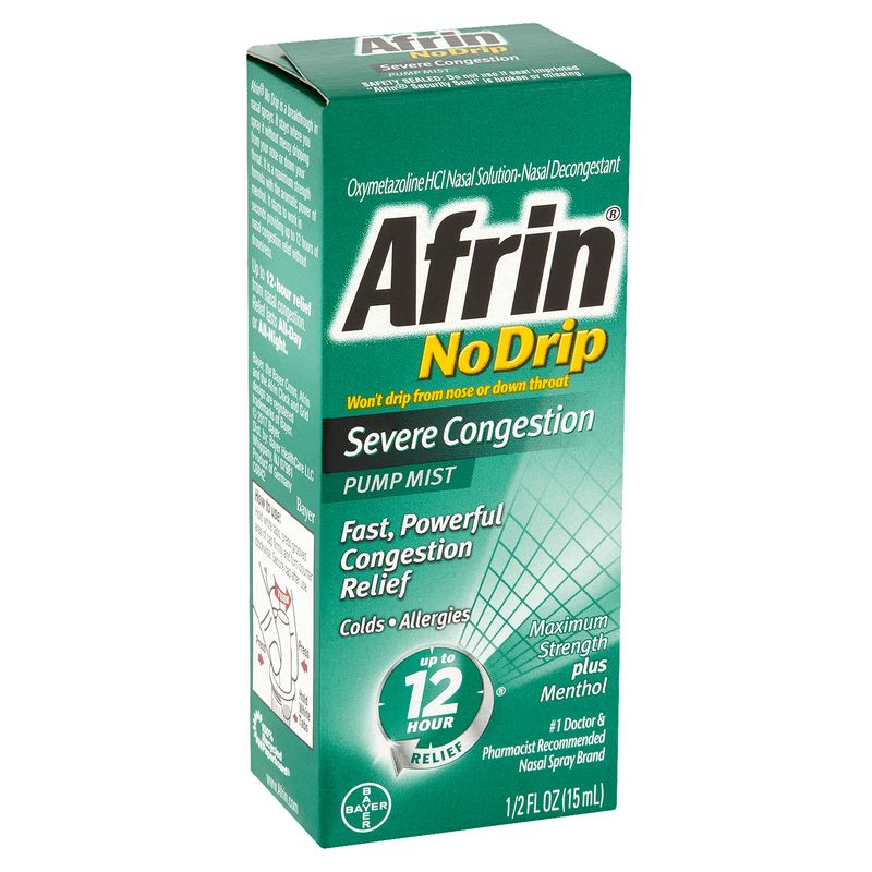 Bayer Afrin No Drip Severe Congestion Pump Mist, 1/2 fl oz