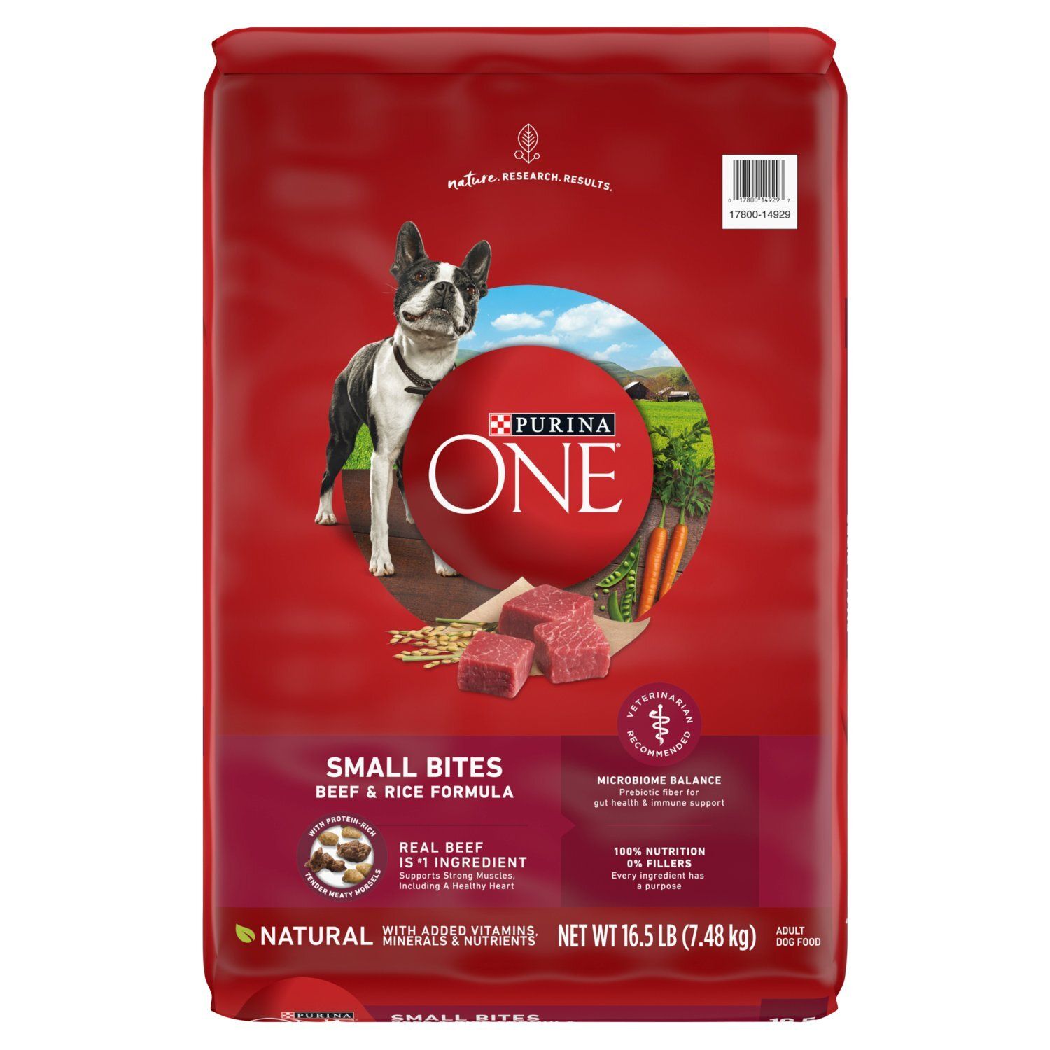 Purina ONE Small Bites Beef &amp; Rice Formula Adult Dog Food, 16.5 lb
