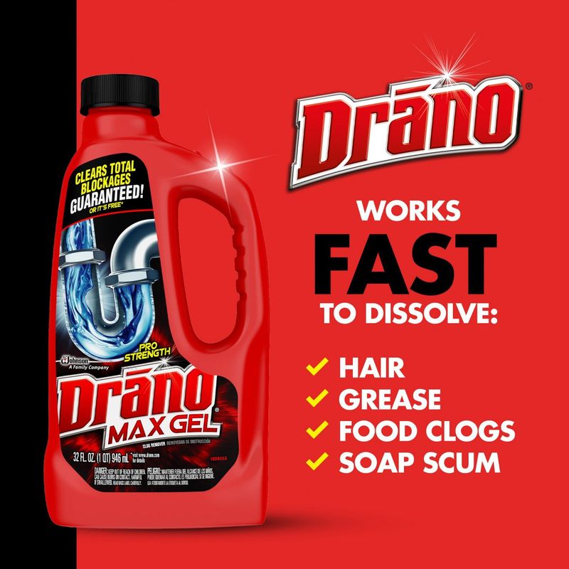 Drano Max Gel Pro Strength Clog Remover, 32 fl oz