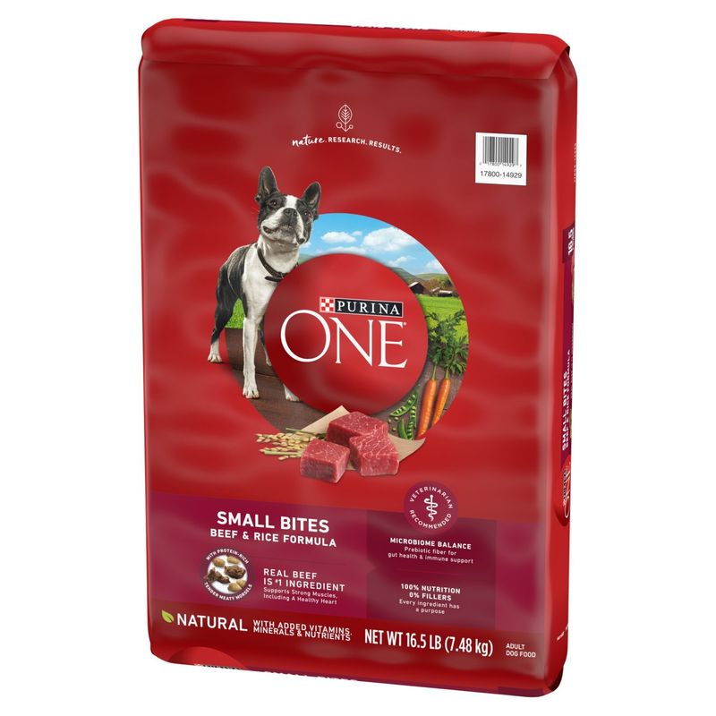 Purina ONE Small Bites Beef &amp; Rice Formula Adult Dog Food, 16.5 lb
