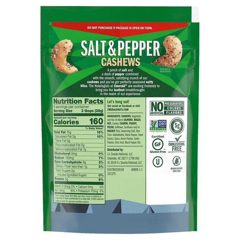 Emerald Salt &amp; Pepper Cashews, 5 oz