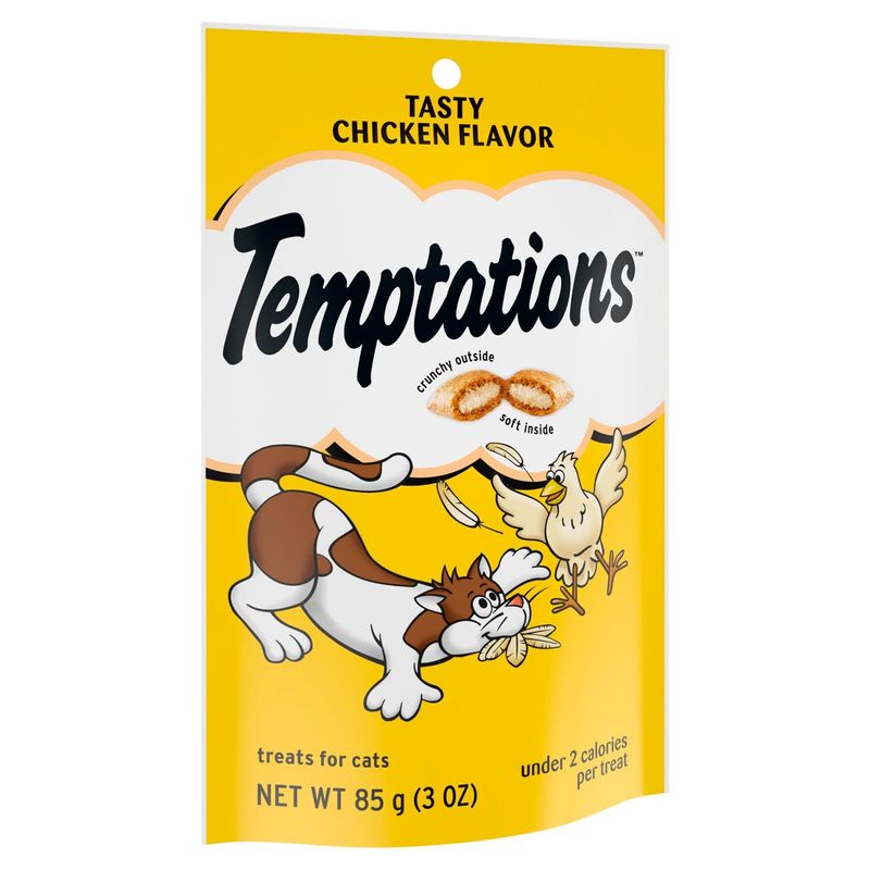 TEMPTATIONS Classic Crunchy and Soft Cat Treats Tasty Chicken Flavor, 3 oz. Pouch