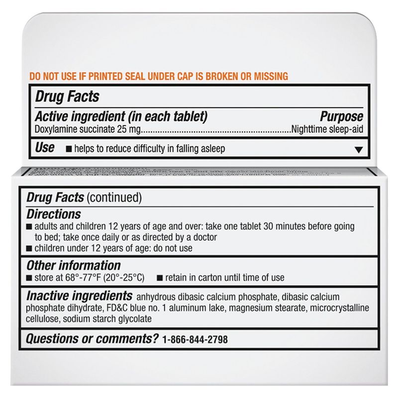 Unisom SleepTabs Nighttime Sleep-Aid Tablets Value Size, 25 mg, 80 count