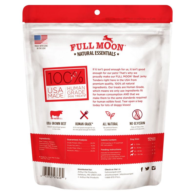 Full Moon Natural Essentials Jerky Tenders Free Range Beef Recipe Dog Treats, 14.0 oz