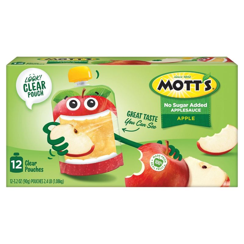 Mott's Apple No Sugar Added Applesauce, 3.2 oz, 12 count