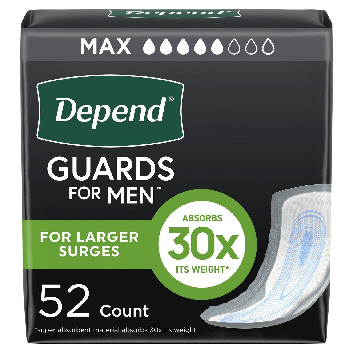Depend Fresh Protection Maximum Guards for Men, 52 count