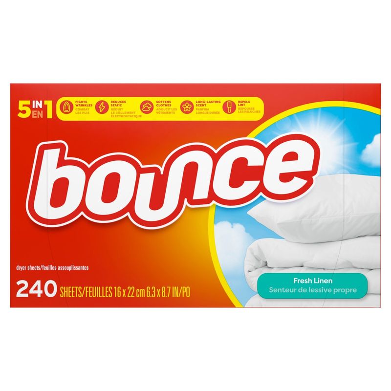 Bounce Fabric Softener Sheets, Fresh Linen Scent, 240 Count