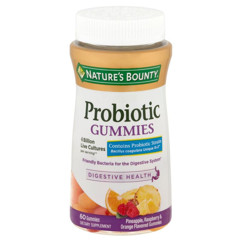 Nature's Bounty Pineapple, Raspberry &amp; Orange Flavored Probiotic Gummies, 60 count