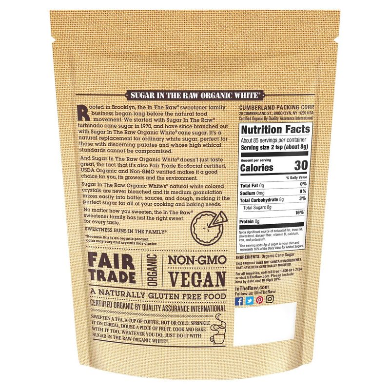 Sugar in the Raw Organic White Cane Sugar, 24 oz