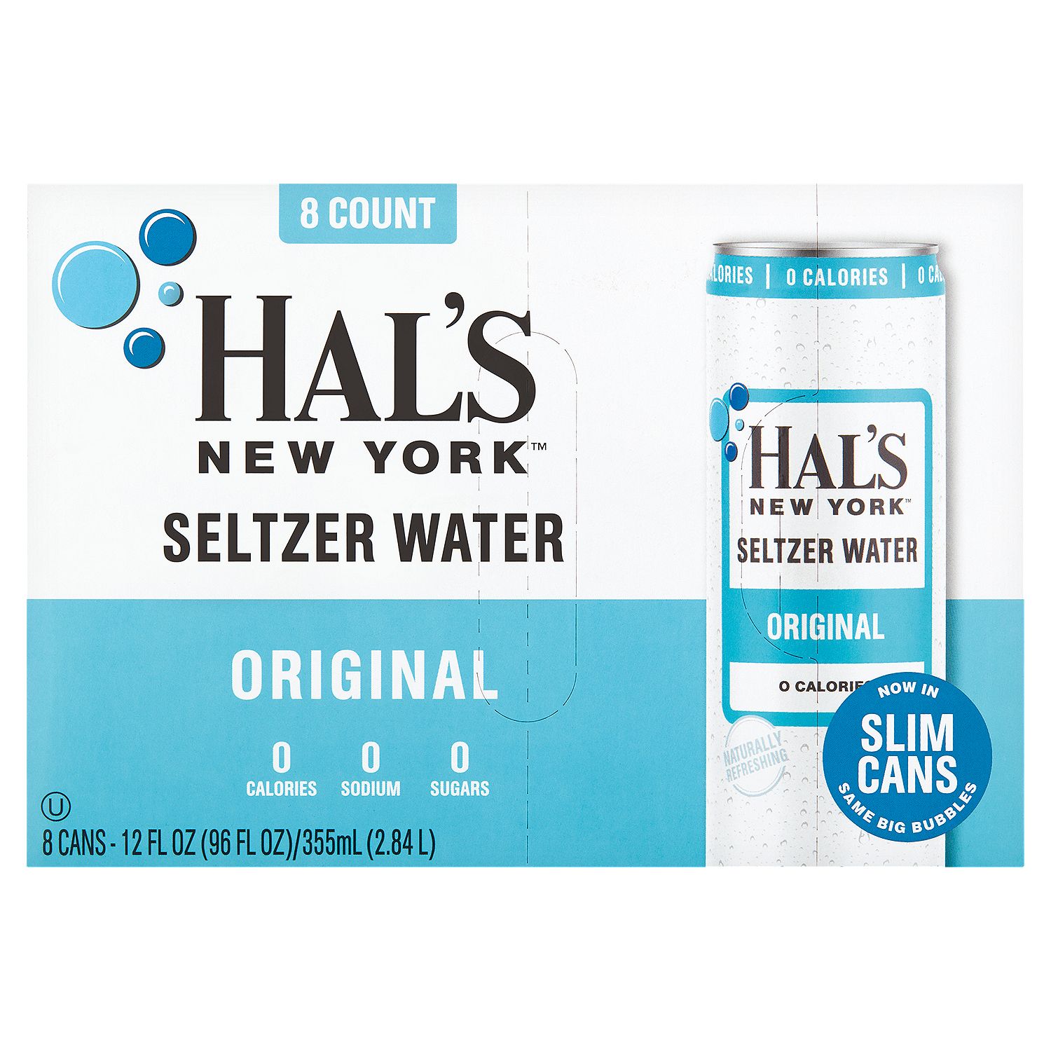 Hal's New York Original Seltzer Water, 12 fl oz, 8 count