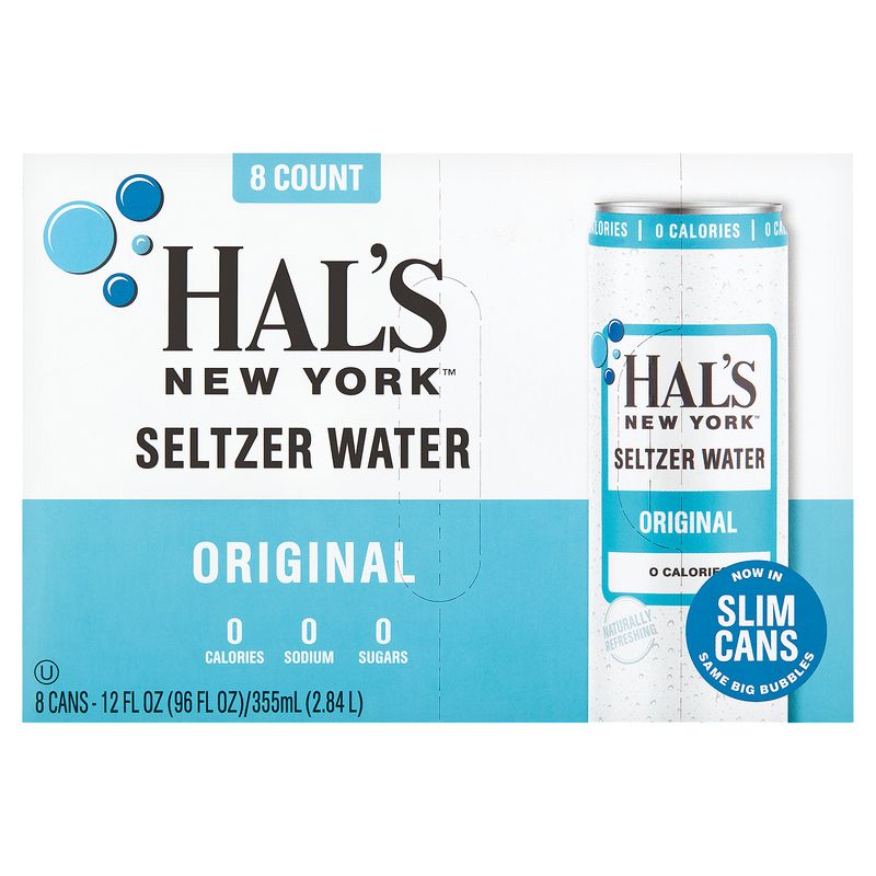 Hal's New York Original Seltzer Water, 12 fl oz, 8 count