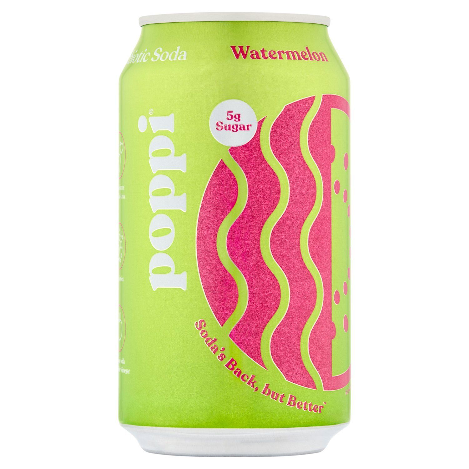 Poppi Watermelon Flavored Prebiotic Soda, 12 fl oz