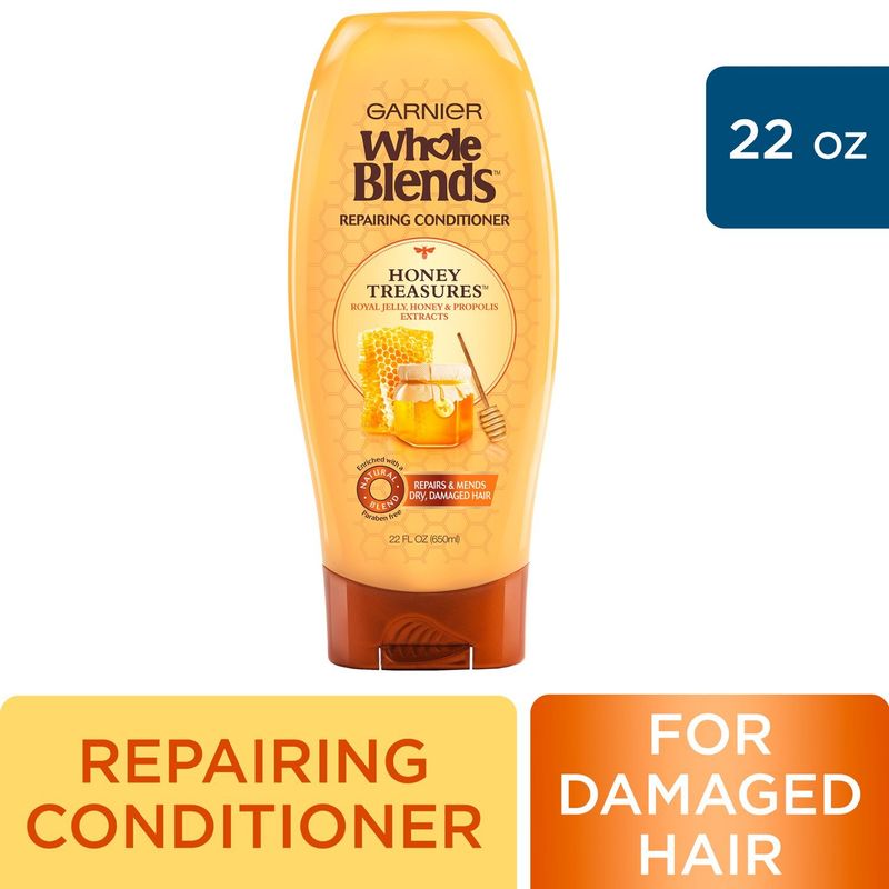 Garnier Whole Blends Repairing Conditioner Honey Treasures, For Damaged Hair, 22 fl. oz.