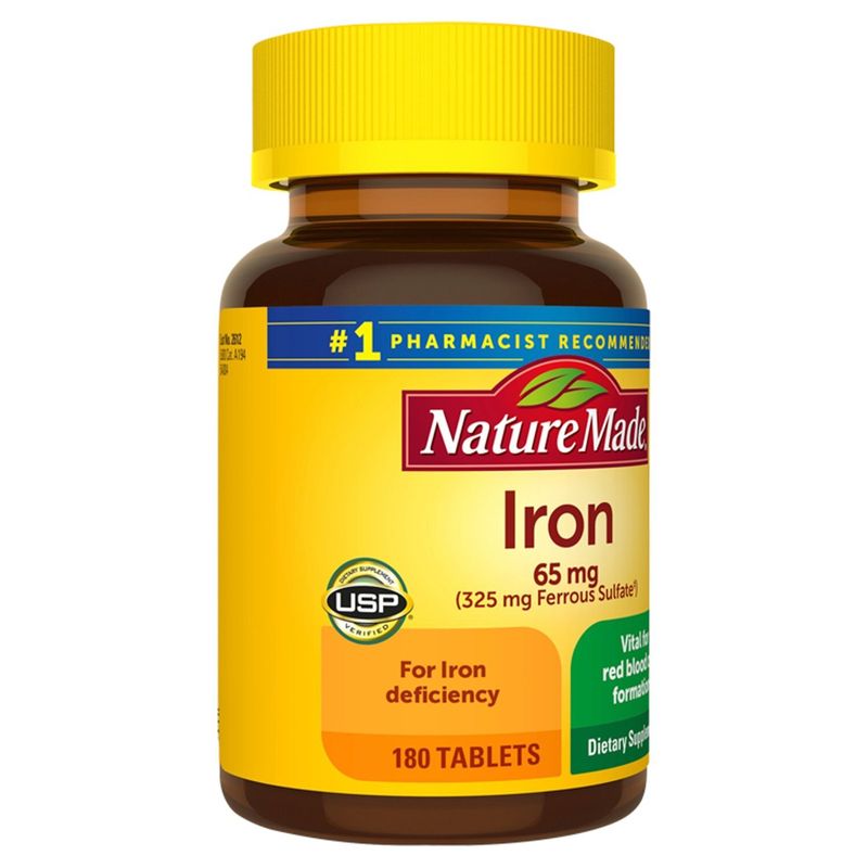 Nature Made Iron 65 mg (from Ferrous Sulfate) Tablets, 180 Count