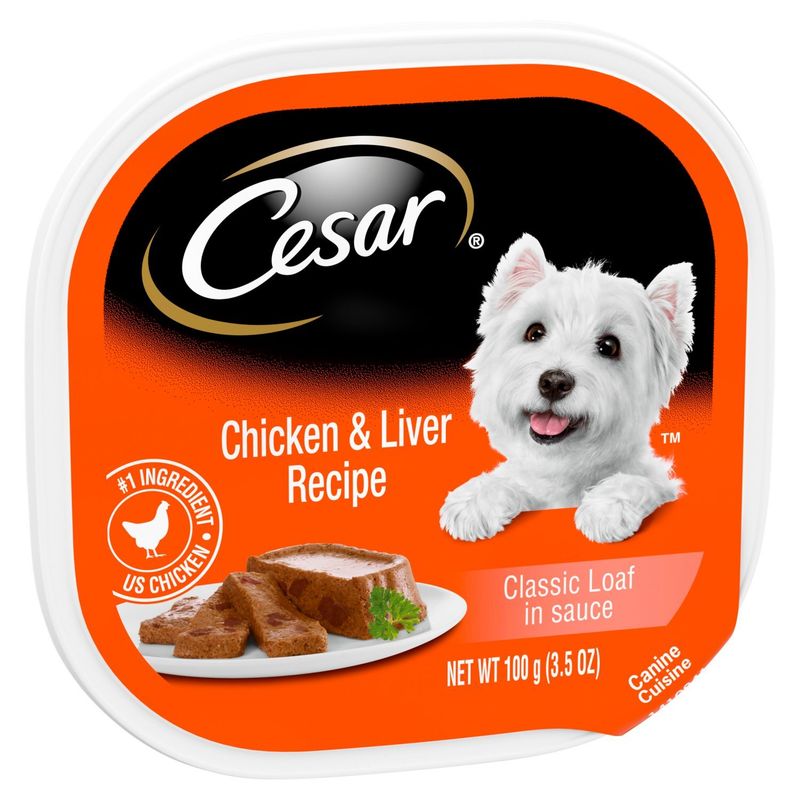 Cesar Classic Loaf in Sauce Chicken &amp; Liver Recipe Dog Food, 3.5 oz