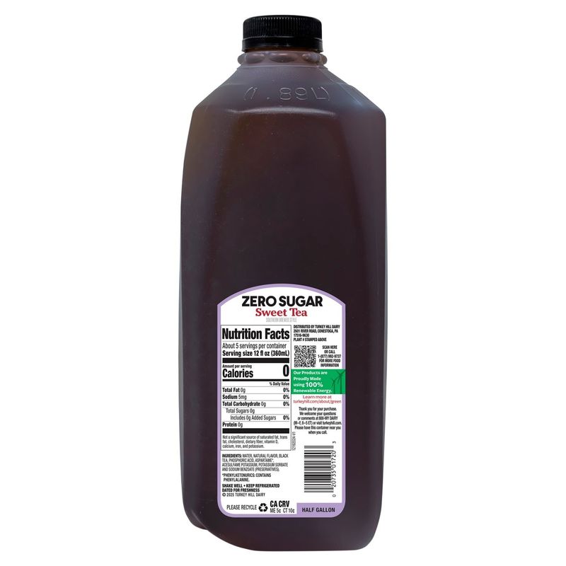 Turkey Hill Zero Sugar Sweet Tea, 0.5 gal