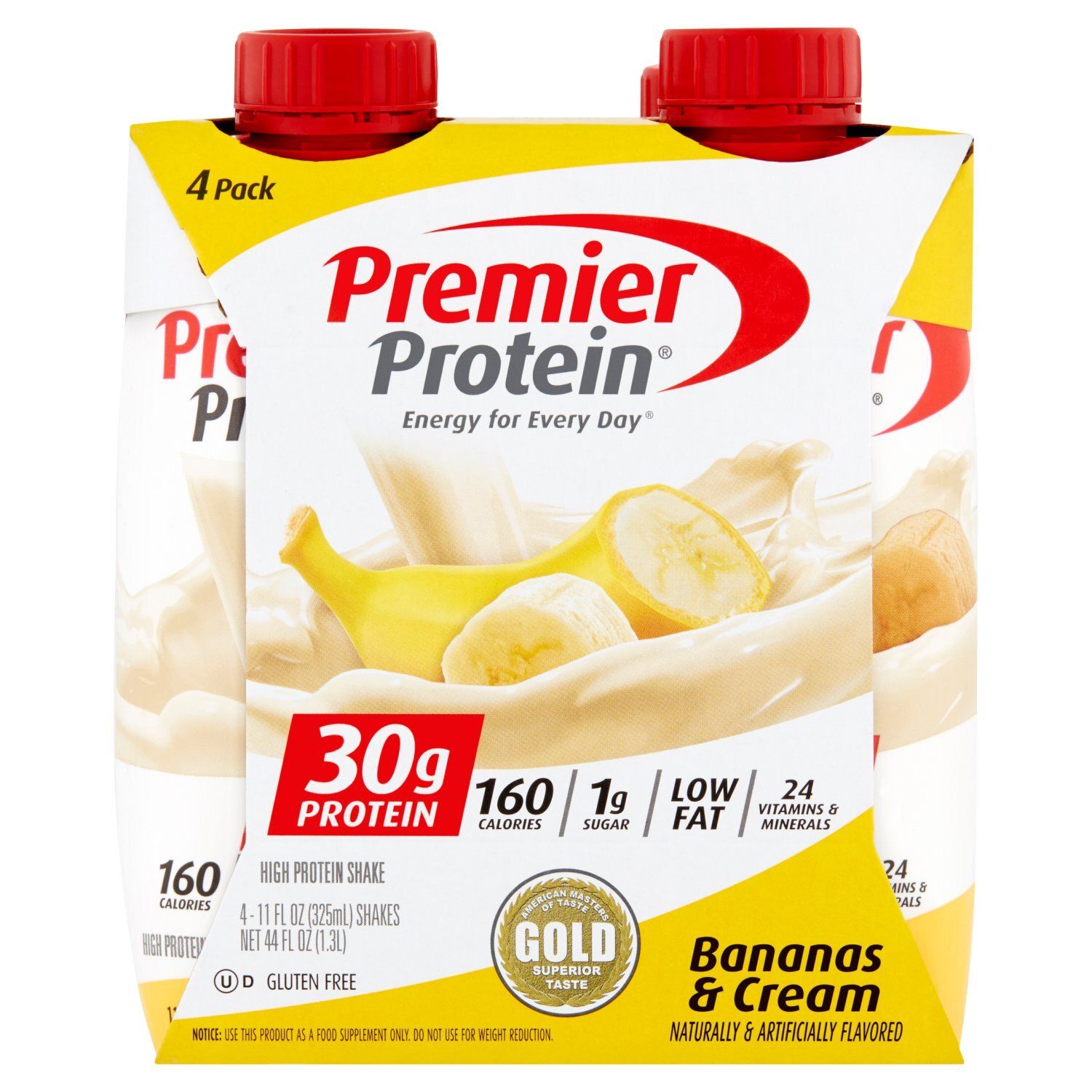 Premier Protein Bananas &amp; Cream High Protein Shakes, 11 fl oz, 4 count