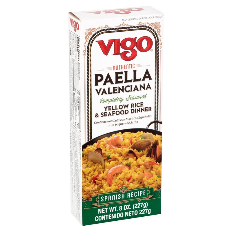 Vigo Authentic Paella Valenciana Completely Seasoned Yellow Rice &amp; Seafood Dinner, 8 oz